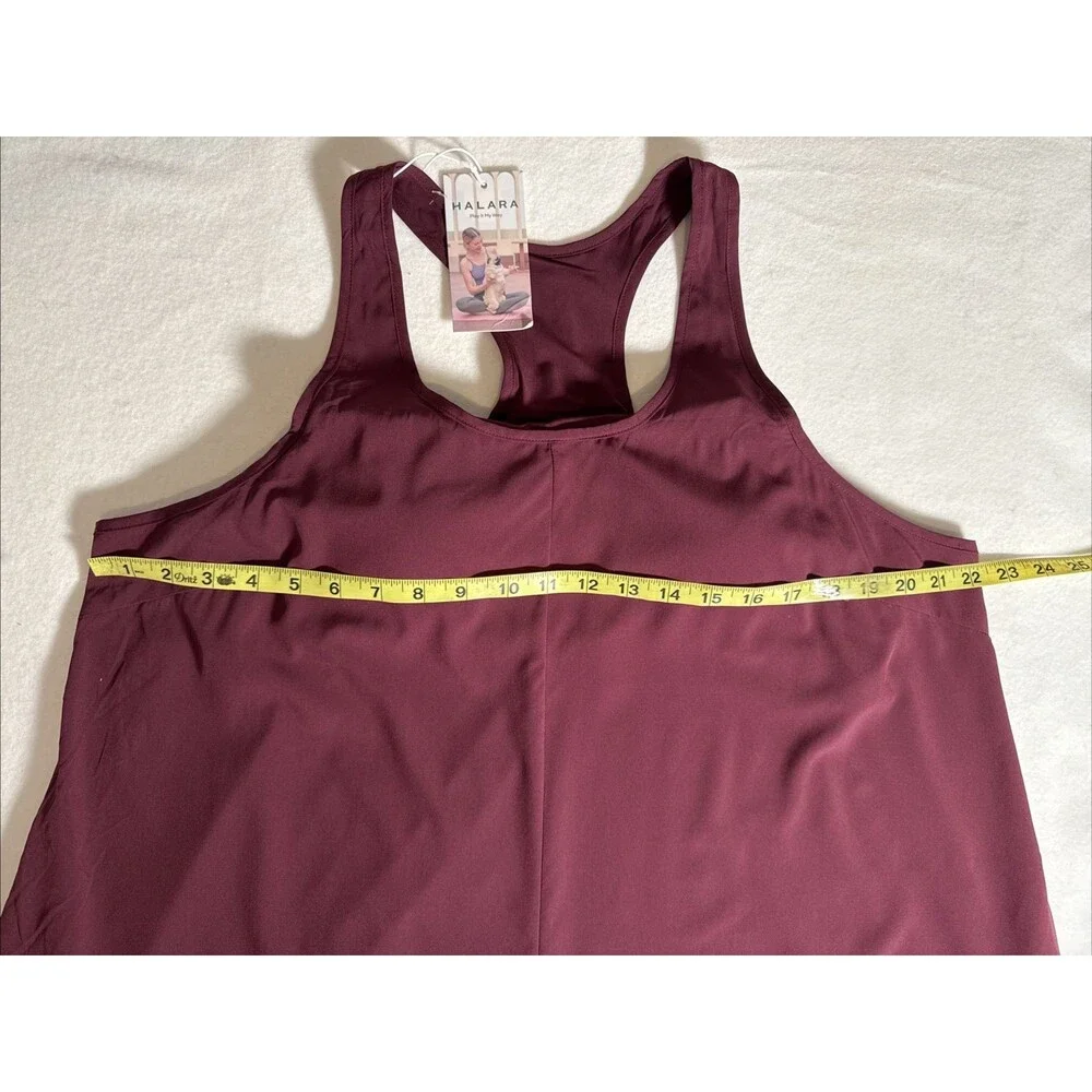 Halara Breezeful Backless Racerback Midi Dress Womens XL Burgundy Quick Dry NWT